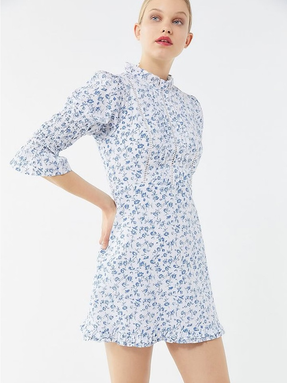 Laura Ashley Urban Outfitters Exclusive Maisy Mock Neck Mini Dress - Size XS